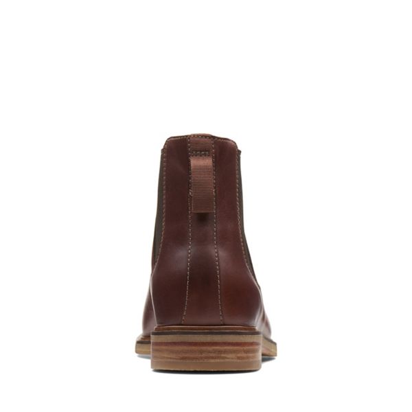 Clarks Mens Clarkdale Gobi Chelsea Boots Mahogany Leather | UK-5426379